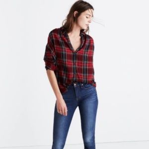 Madewell Central Long Sleeve in Tartan Plaid